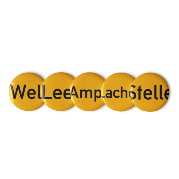 Eine Gruppe von Stelle Ampo Button-Set-Knöpfen mit der Aufschrift „welleeamp“.