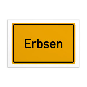 Ein Schild mit der Aufschrift Erbsen-Postkarte.