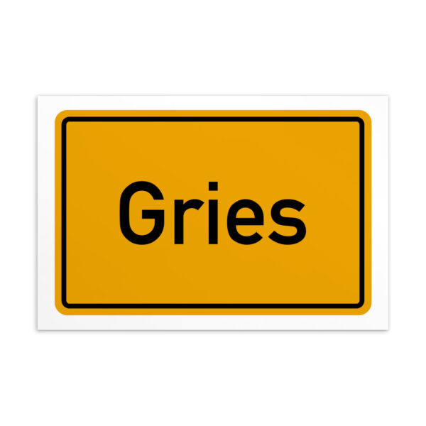 Gries-Postkarte Straßenschild auf Keilrahmen gespannt.