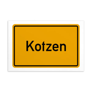 Ein Schild mit der Aufschrift „Kotzen-Postkarte“.