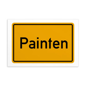 Ein Schild mit der Painten-Postkarte.