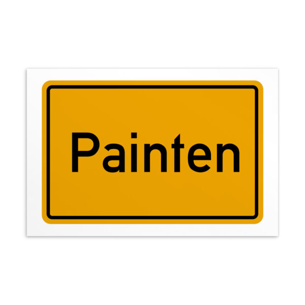 Ein Schild mit der Painten-Postkarte.