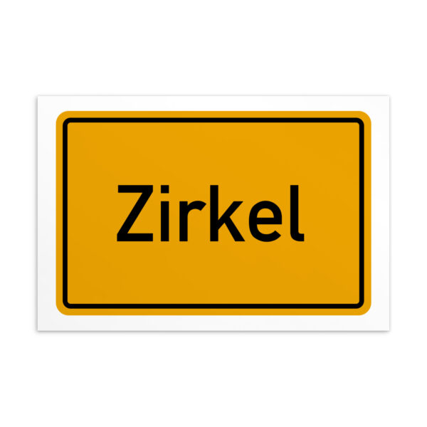 Eine gelbe Zirkel-Postkarte mit dem Wort „zirkel“.