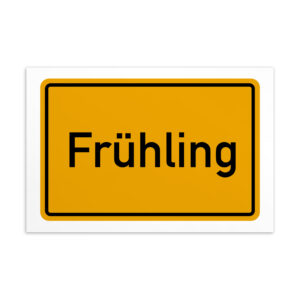 Ein Schild mit der Aufschrift „Frühling-Postkarte“.