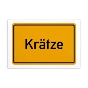 Ein Krätze-Postkarte-Schild.