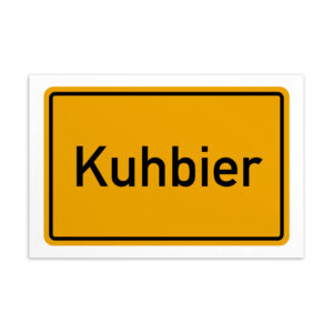 Ein Schild mit der Aufschrift Kuhbier-Postkarte.