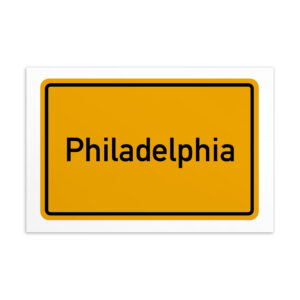 Philadelphia-Verkehrsschild mit Philadelphia-Postkarte-Design.