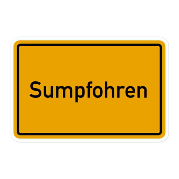 Ein gelb-schwarzes Sumpförnenschild, verziert mit blasenfreiem Aufkleber.