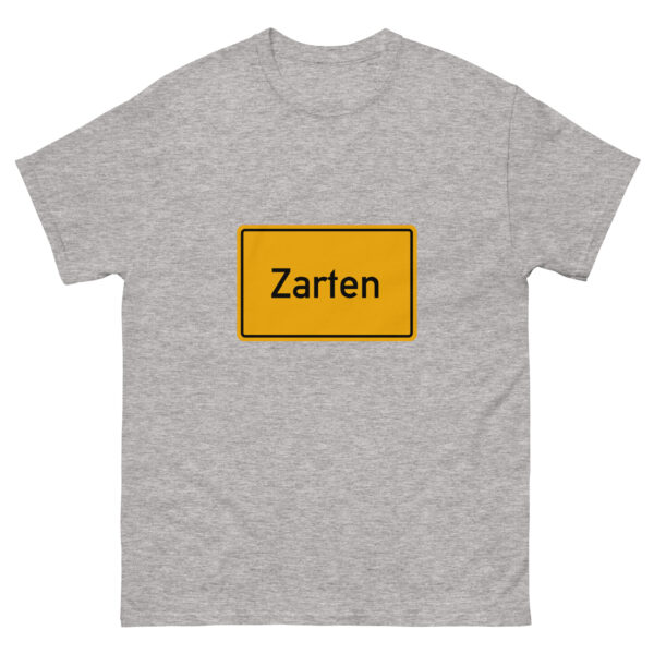 Ein klassisches Herren-T-Shirt mit dem Wort zarten darauf.