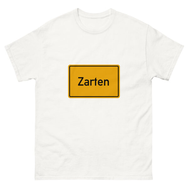 Ein klassisches Herren-T-Shirt mit dem Wort zarten darauf.