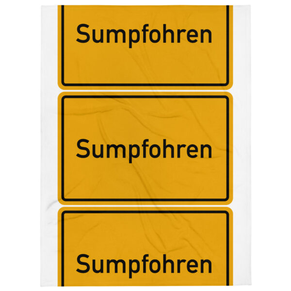 Eine Reihe gelber Verkehrsschilder mit der Aufschrift „suppforen“ und „Tagesdecke“.