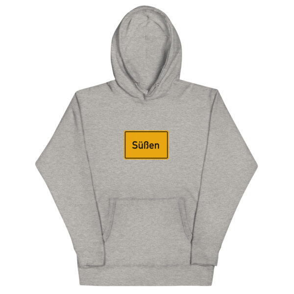 Ein grauer Unisex-Kapuzenpullover mit dem Wort Silen darauf.