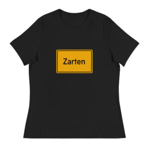 Ein lockeres Damen-T-Shirt mit dem Wort zarten drauf.